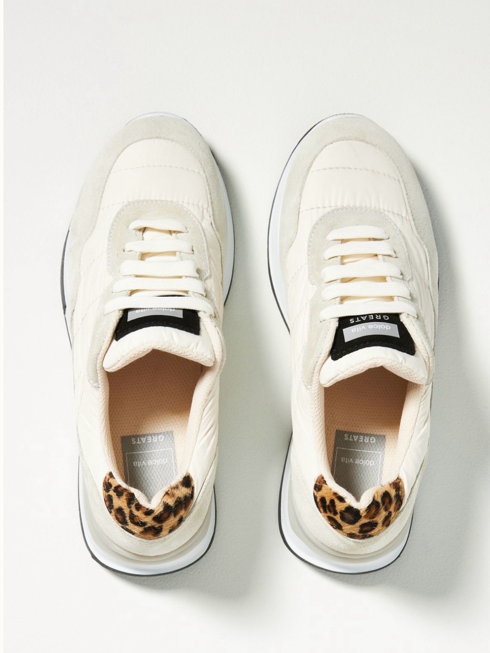 Dolce Vita Women's Cream & Tan Lace-Up Sneakers with Leopard Accent